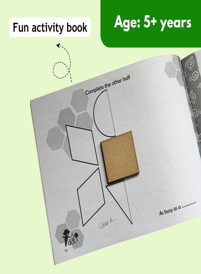 تالي مجموعة تالي أكريتي - مجموعة تعلم الأشكال والإبداع | أحجية 9 أشكال/كتاب تمارين/أقلام تلوين/ورق/قلم رصاص/مجموعة استنسل خشبي فني للرسم والتلوين | استنسل رسم خشبي | مجموعة تلوين وأحجية - Image 5